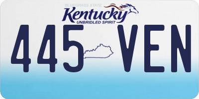 KY license plate 445VEN