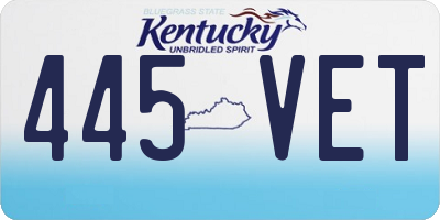 KY license plate 445VET