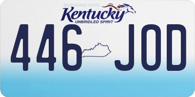 KY license plate 446JOD