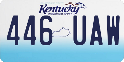 KY license plate 446UAW