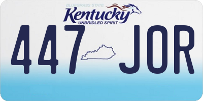 KY license plate 447JOR