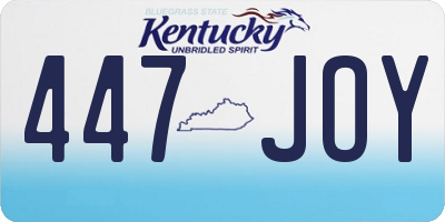 KY license plate 447JOY