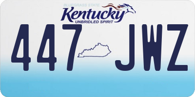 KY license plate 447JWZ