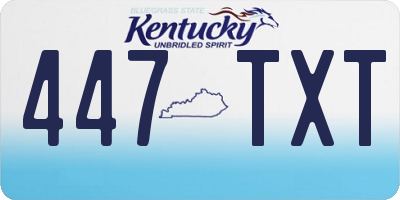 KY license plate 447TXT