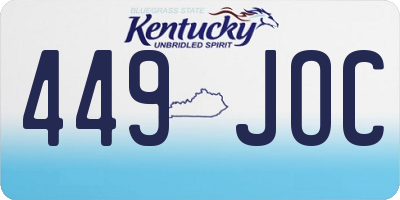 KY license plate 449JOC