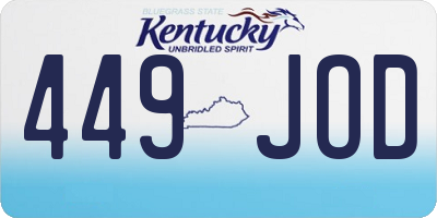 KY license plate 449JOD