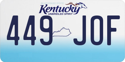 KY license plate 449JOF