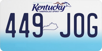 KY license plate 449JOG