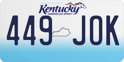 KY license plate 449JOK