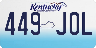 KY license plate 449JOL