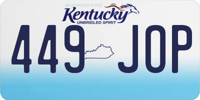 KY license plate 449JOP