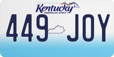 KY license plate 449JOY