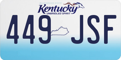 KY license plate 449JSF