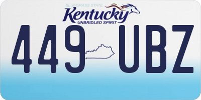 KY license plate 449UBZ