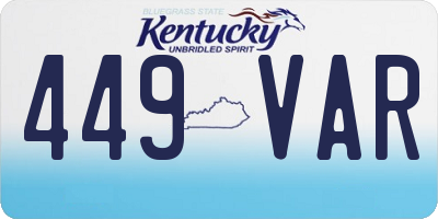 KY license plate 449VAR
