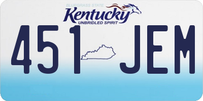 KY license plate 451JEM