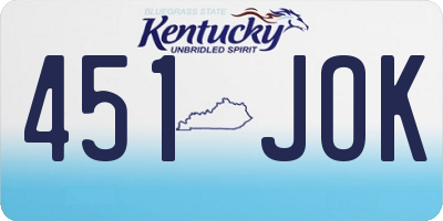 KY license plate 451JOK