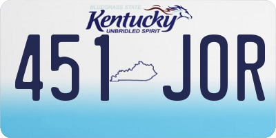 KY license plate 451JOR