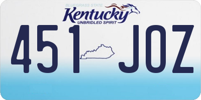 KY license plate 451JOZ