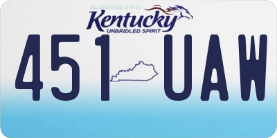 KY license plate 451UAW