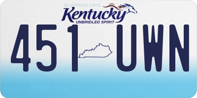KY license plate 451UWN