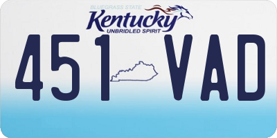 KY license plate 451VAD