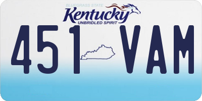 KY license plate 451VAM