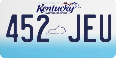 KY license plate 452JEU