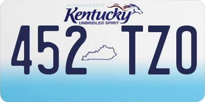 KY license plate 452TZO