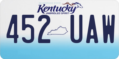 KY license plate 452UAW