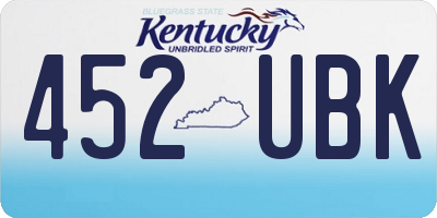 KY license plate 452UBK
