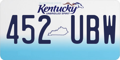 KY license plate 452UBW