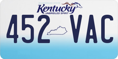KY license plate 452VAC