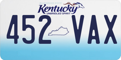 KY license plate 452VAX