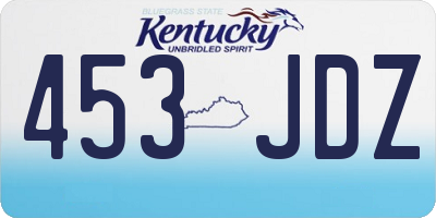 KY license plate 453JDZ