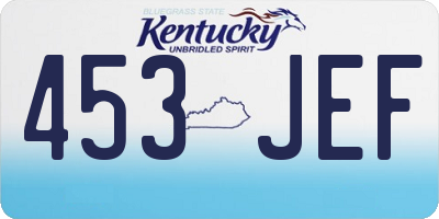 KY license plate 453JEF