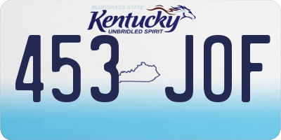 KY license plate 453JOF