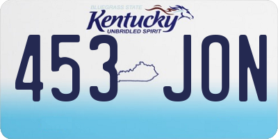 KY license plate 453JON