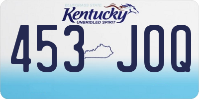 KY license plate 453JOQ
