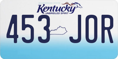 KY license plate 453JOR