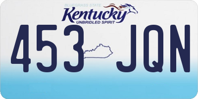 KY license plate 453JQN