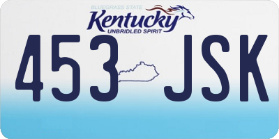 KY license plate 453JSK