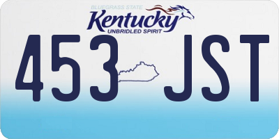 KY license plate 453JST