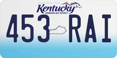 KY license plate 453RAI