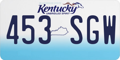 KY license plate 453SGW