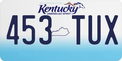 KY license plate 453TUX