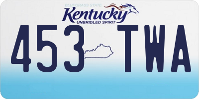 KY license plate 453TWA