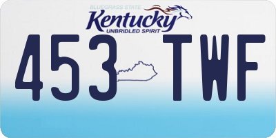 KY license plate 453TWF