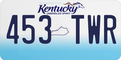 KY license plate 453TWR