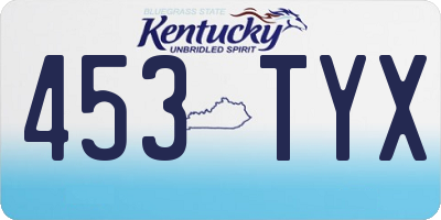 KY license plate 453TYX